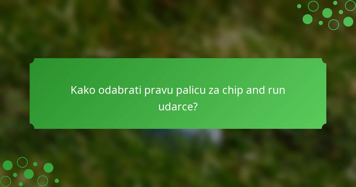 Kako odabrati pravu palicu za chip and run udarce?