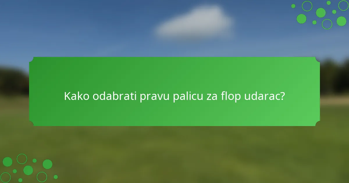 Kako odabrati pravu palicu za flop udarac?