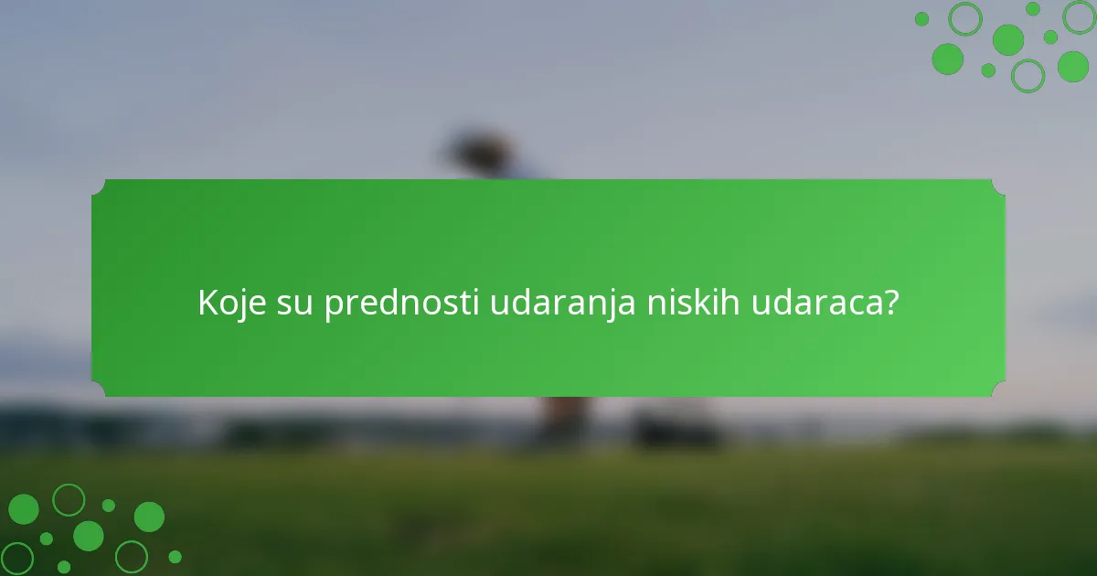 Koje su prednosti udaranja niskih udaraca?