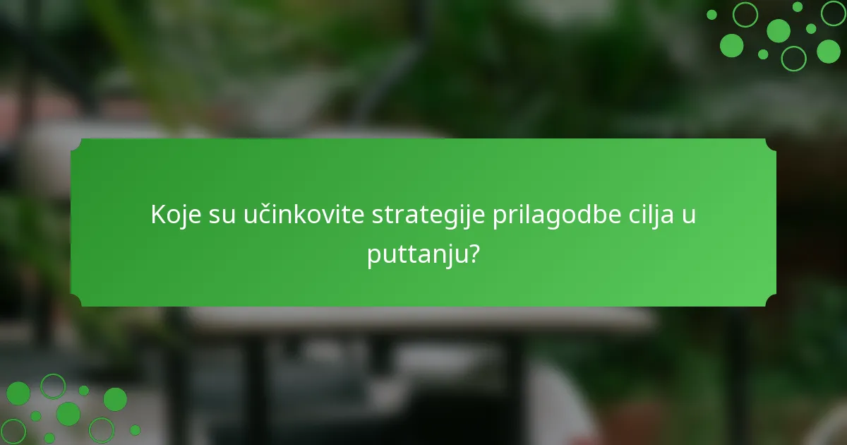Koje su učinkovite strategije prilagodbe cilja u puttanju?